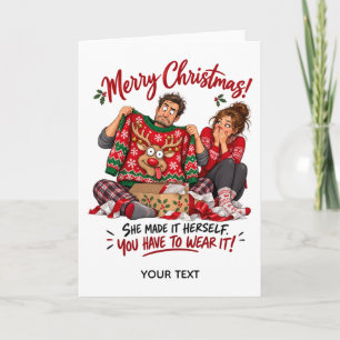 Funny Ugly Christmas Sweater Personalized Card