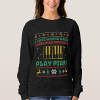 Funny Ugly Christmas Sweater Play Piano Pianist