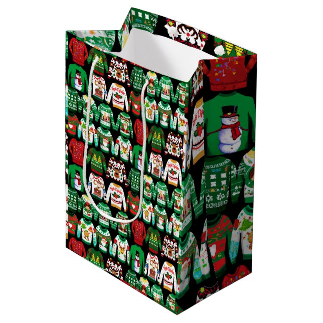 Funny Ugly Christmas Sweaters  Medium Gift Bag (Front Angled)