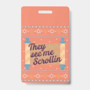 Funny Ugly Hanukkah See Me Scrollin Tee Badge