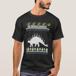 Funny Ugly Hanukkah Sweater Dinosaur Menorah Dino