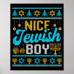 Funny Ugly Hanukkah Sweater Nice Jewish Boy Matchi Poster