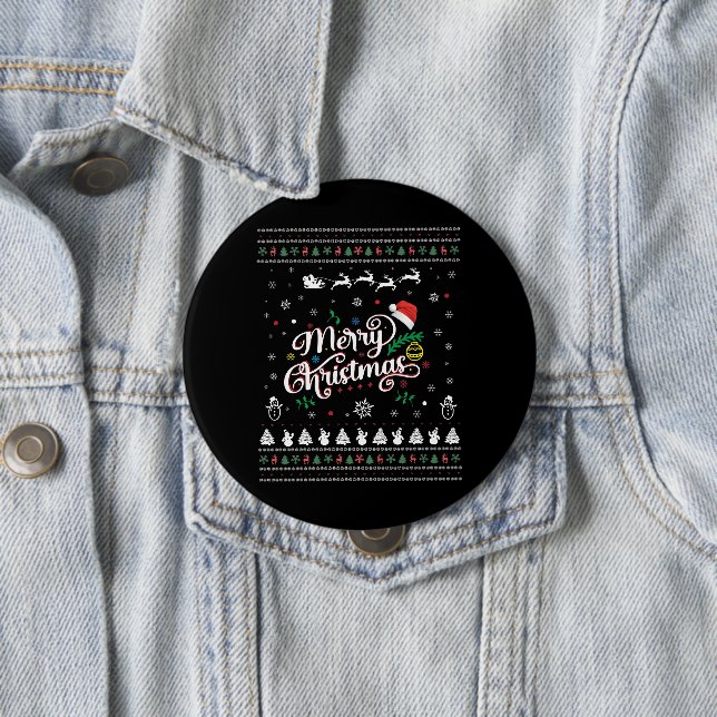 Funny Ugly  Merry Christmas 4 Inch Round Button (In Situ)