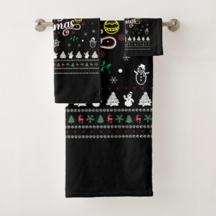 Funny Ugly  Merry Christmas Bath Towel Set