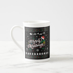 Funny Ugly Merry Christmas Bone China Mug