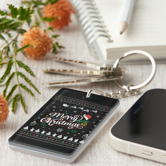 Funny Ugly  Merry Christmas Keychain (Front Right)