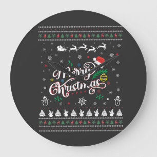 Funny Ugly Merry Christmas Large Clock