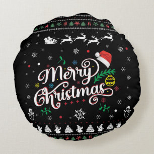 Funny Ugly  Merry Christmas Round Pillow