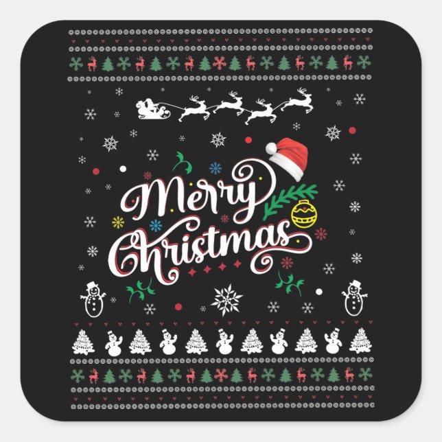 Funny Ugly  Merry Christmas Square Sticker (Front)