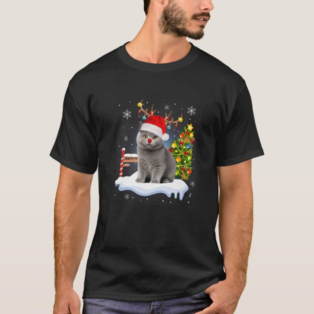 Funny Ugly Sweater Cat Reindeer North Pole Christm (Front)