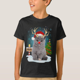 Funny Ugly Sweater Cat Reindeer North Pole Christm