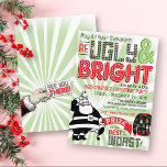 Funny Ugly Sweater Christmas Party Invitation<br><div class="desc">Personalize this retro & funny red, green & white striped Ugly Sweater Christmas Party invitation with a cute bewildered black and white vintage Santa Claus and marquee lights and sweater typography that says, "May All Your Sweaters Be UGLY"! Easily customize the wording to make it your own ♥ Design lovingly...</div>