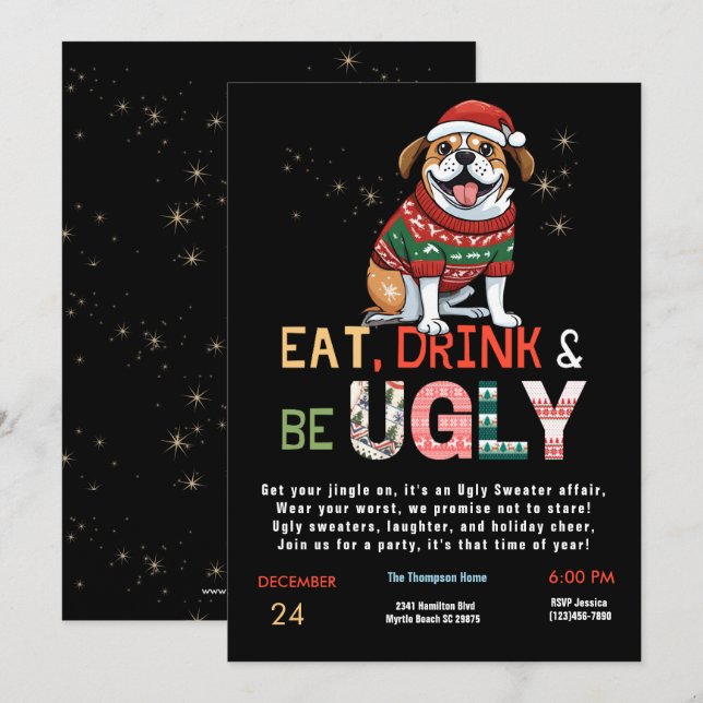 Funny Ugly Sweater Christmas Party Invitation (Front/Back)