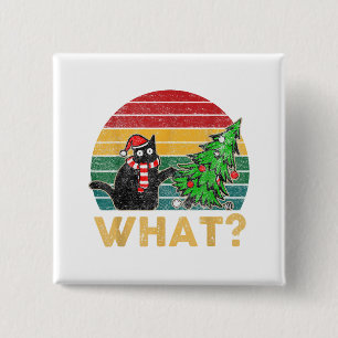 Funny Ugly Sweater Christmas Shirt Naughty Cat San 2 Inch Square Button