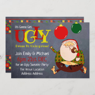 FUNNY UGLY SWEATER Noël Invitation Chalkboard