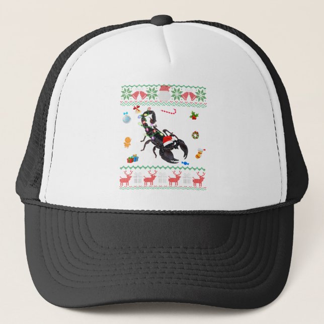 Funny Ugly Xmas Sweater Animals Lights Christmas S Trucker Hat (Front)