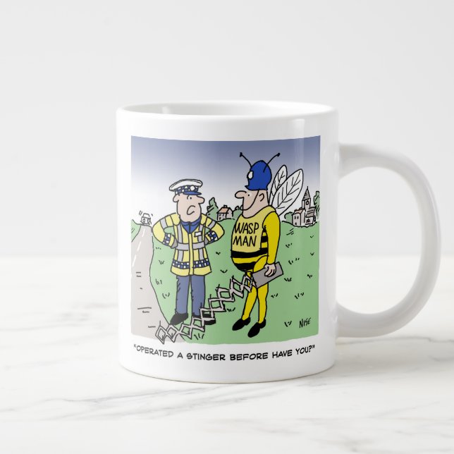 Funny UK Traffic Police Cartoon Large Coffee Mug (Right)