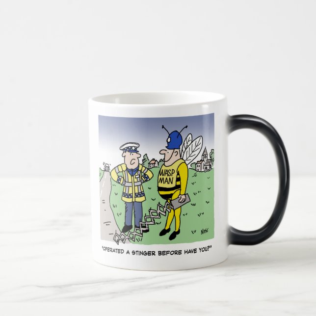 Funny UK Traffic Police Cartoon Magic Mug (Right)