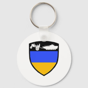 Funny Ukraine Farmer Tractor Towing Tank Meme  Keychain