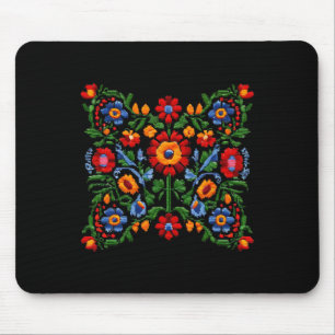 Funny Ukrainian Embroidery Traditional Flowers Nat Mouse Pad