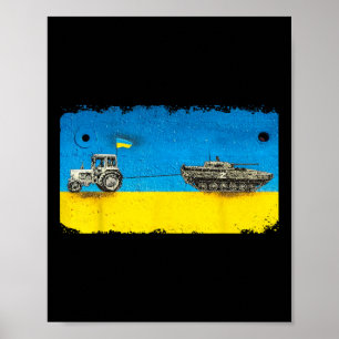 Funny Ukrainian Farmer Pulling Tank With Tractor  Poster