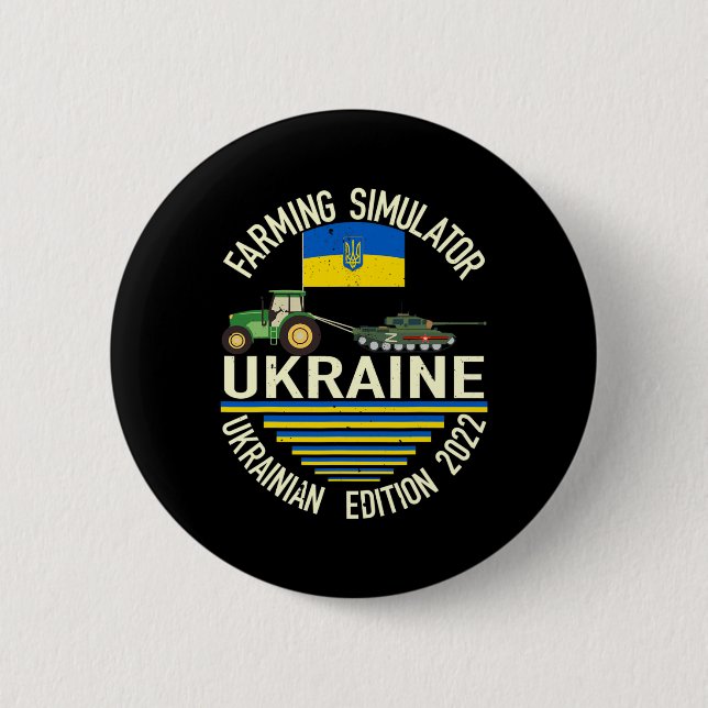 Funny Ukrainian Farmer Steals Tank Meme I Stand Wi 2 Inch Round Button (Front)