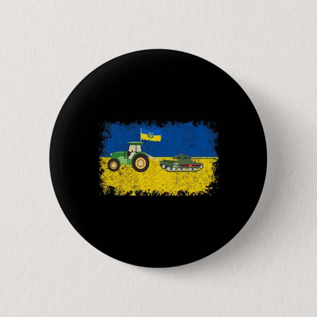 Funny Ukrainian Farmer Steals Tank Meme I Stand Wi 2 Inch Round Button (Front)