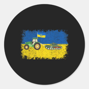 Funny Ukrainian Farmer Steals Tank Meme I Stand Wi Classic Round Sticker