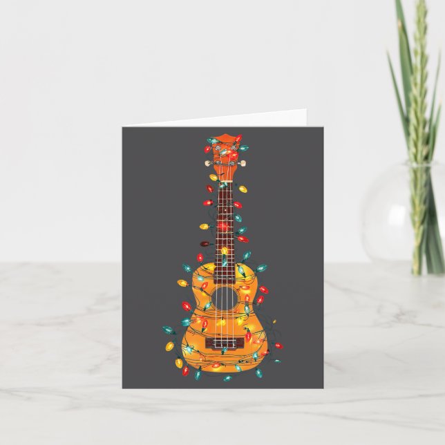 Funny Ukulele Christmas Graphics Lights Lover Play Card (Front)