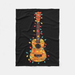 Funny Ukulele Christmas Graphics Lights Lover Play Fleece Blanket