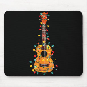 Funny Ukulele Christmas Graphics Lights Lover Play Mouse Pad