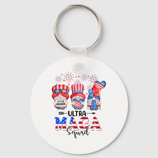 Funny Ultra Mega Squad Gnomes 4th Of July Ultra Me Keychain (Front)