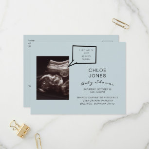 Funny Ultrasound Baby Shower Blue Invitation Postcard