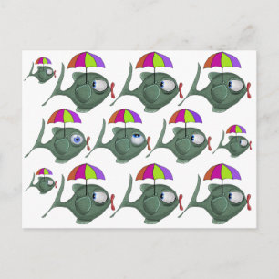 Funny Umbrella Fish Postcard