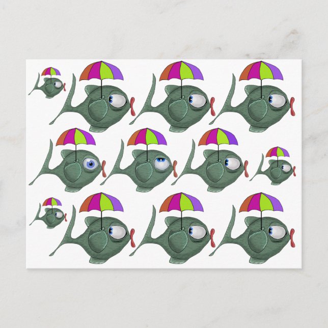 Funny Umbrella Fish Postcard (Front)