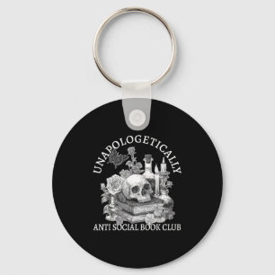 Funny unapologetically anti social book club keychain