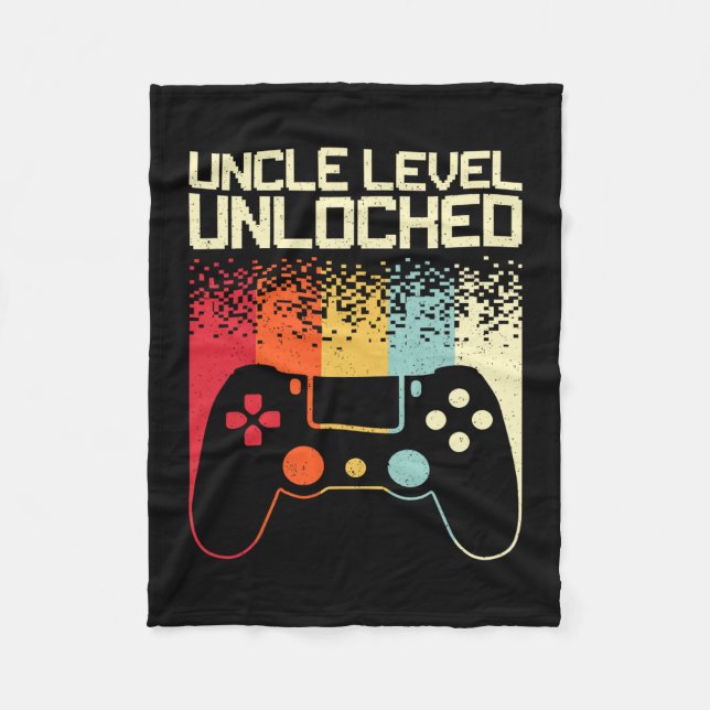 Funny Uncle Art For Men Dad Gaming Promoted Uncle  Fleece Blanket (Front)