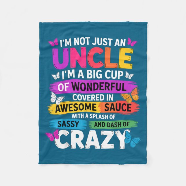 Funny Uncle Quote Sy Cool Uncle Men  Fleece Blanket (Front)