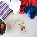 Funny Uncle Sam Patriotic Custom Message Keychain<br><div class="desc">Uncle Sam is here to tell you to drive safe, have a good day, or whatever other message you would like. Create your own fun keychain when you customize the red text beneath Uncle Sam with your own personalized text and add your own custom text to the reverse side. This...</div>