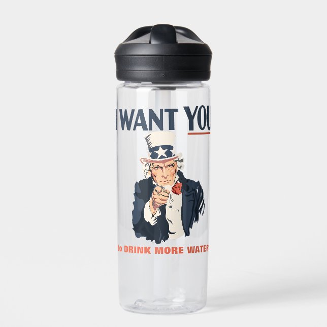 Funny Uncle Sam Patriotic Custom Water Bottle (Front)