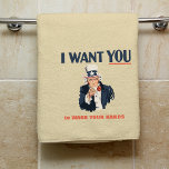 Funny Uncle Sam Wash Your Hands Hand Towel<br><div class="desc">Promote good hygiene with this fun and patriotic hand towel. It's style to look like the classic Uncle Sam recruitment poster,  but this time Uncle Sam is saying I WANT YOU TO WASH YOUR HANDS. Optionally the red text can be changed to any other instructions you would like.</div>