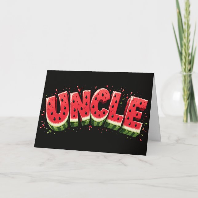 Funny Uncle Uncle Watermelon Cute Summer Fruit Card (Front)