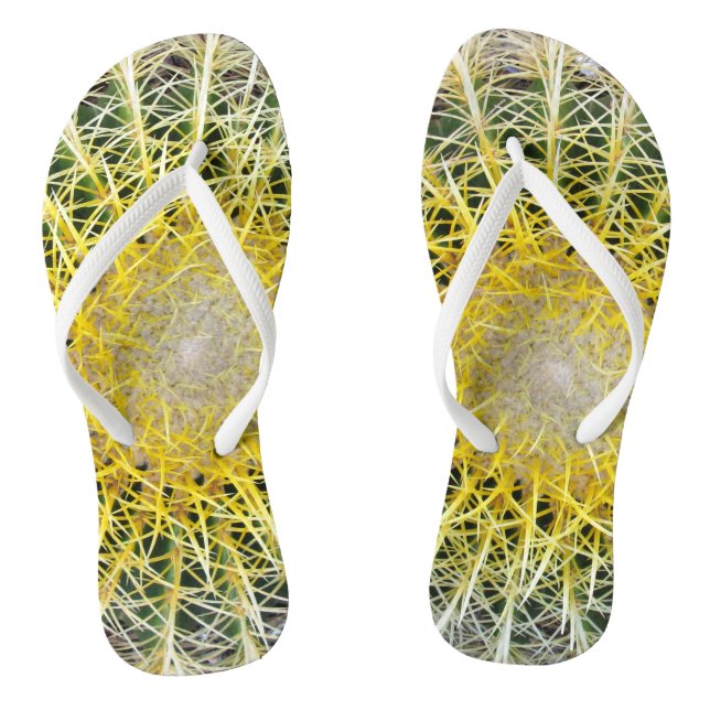 Funny Uncomfortable Globe Cactus Botanical Photo Flip Flops (Footbed)
