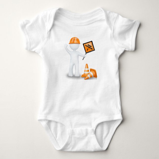 Funny Under Construction Baby Bodysuit (Front)