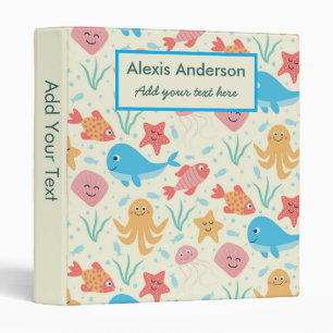 Funny Under the Ocean Sea Animals Personalized Binder