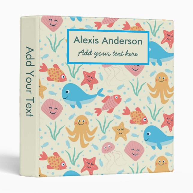 Funny Under the Ocean Sea Animals  Personalized  Binder (Front/Spine)