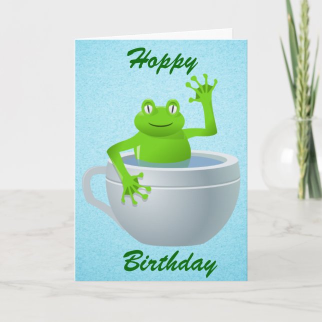 Funny Unexpected Frog in My Tea Cup Card (Front)