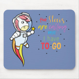 Funny unicorn as an astronaut in space mouse pad
