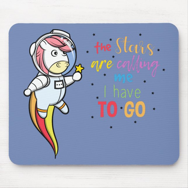 Funny unicorn as an astronaut in space mouse pad (Front)