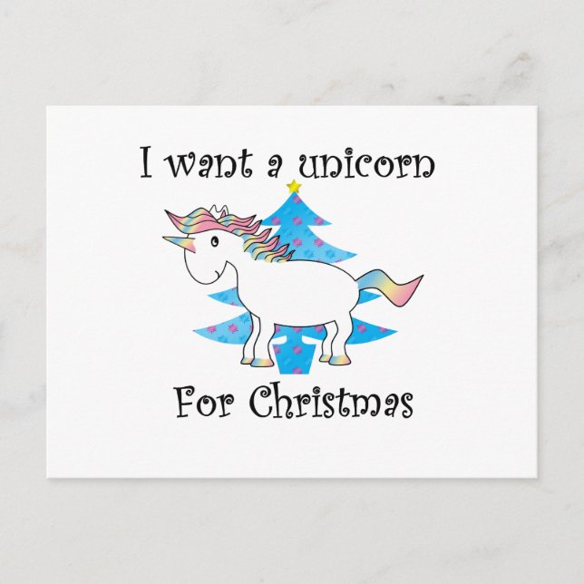 Funny unicorn christmas gift holiday postcard (Front)